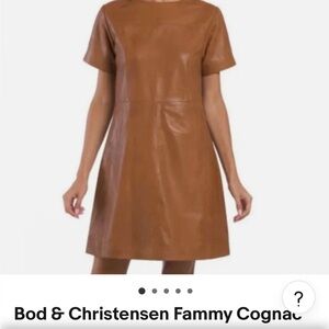 NWT Bod & Christensen Fammy Cognac Brown 100% Leather Dress Size Small